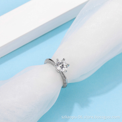 New Arrival S925 Silver Six-prongs Setting Large Moissanite Multiple Diamonds Wedding Engagement Women Gemstone Ring